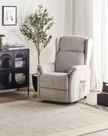 Armchairs - ELEGY Electric Recliner Armchair Retractable Footrest Light Grey