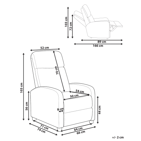 Fotoliu cu recliner EMINENCE In sintetic Gri [2]