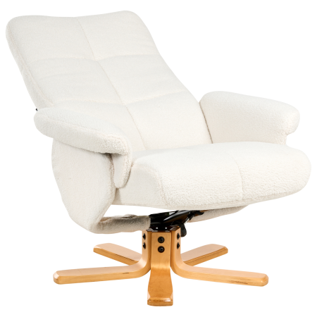 Fotoliu cu recliner EPSE cu taburet Boucle Alb-murdar [5]