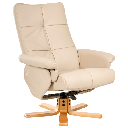 Fotoliu cu recliner EPSE cu taburet Piele ecologică Bej [3]