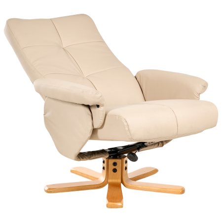 Fotoliu cu recliner EPSE cu taburet Piele ecologică Bej [4]