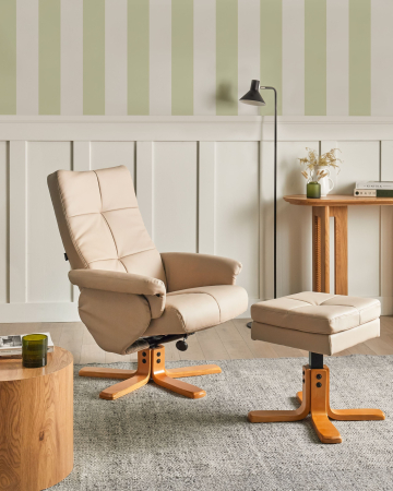 Scaun reclinabil - EPSE Recliner Armchair with Stool Eco-leather Beige