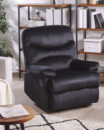 Fotoliu - ESLOV reclining armchair Retractable footrest Velvet Black