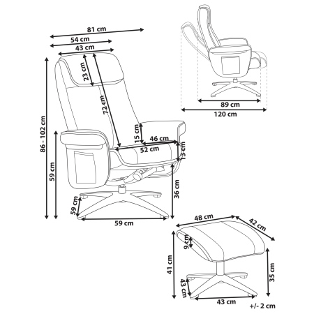Fotoliu cu recliner GERAS Boucle Bej [2]