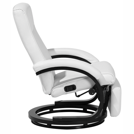 Armchair with recliner MIGHT Retractable footrest Eco-leather White [4]