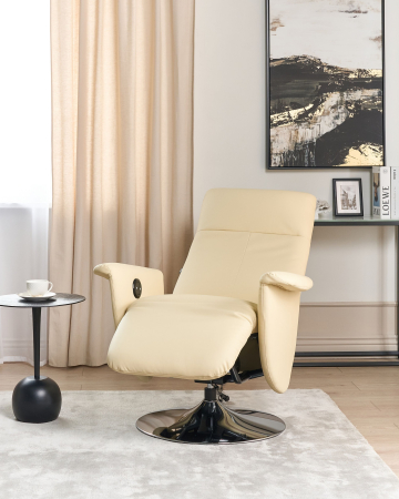 Scaun reclinabil - PRIME recliner chair Retractable footrest Eco-leather Light beige