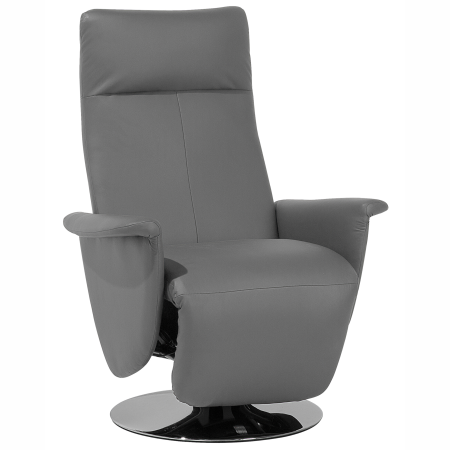 PRIME Recliner Armchair Retractable Footrest Faux Leather Grey [1]