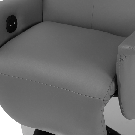 PRIME Recliner Armchair Retractable Footrest Faux Leather Grey [8]