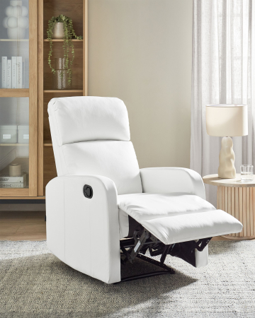 Scaun reclinabil - VIRRAT Recliner Armchair Retractable Footrest Eco-leather White
