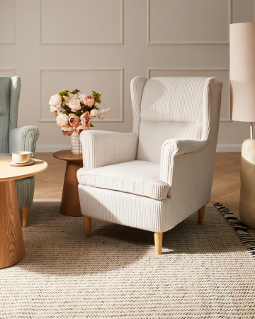 Fotoliu cu spătar înalt - ABSON high-back armchair Velvet Beige light