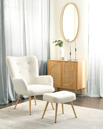 Whole Home - High-back armchair VEJLE with Boucle stool Off-white