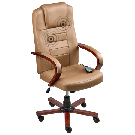 Fotoliu de masaj DIAMOND cu funcție de încălzire Piele naturală Maro deschis [1]