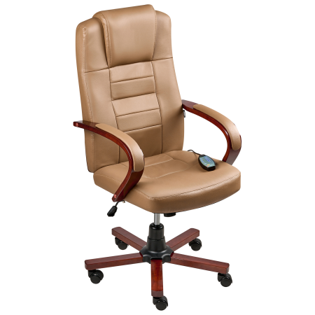 Fotoliu de masaj DIAMOND cu funcție de încălzire Piele naturală Maro deschis [3]