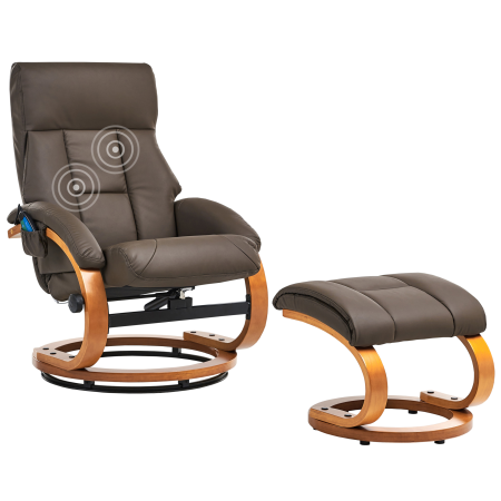 Massage armchair FORCE with stool Eco-leather Dark Brown [1]