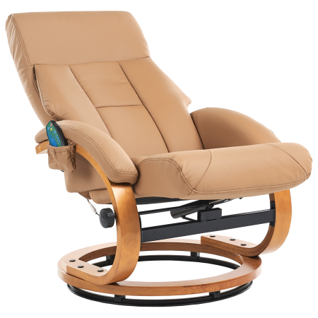 Fotoliu de masaj FORCE cu taburet Piele ecologică Nisipiu [4]