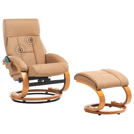 Fotoliu de masaj FORCE cu taburet Piele ecologică Nisipiu [1]