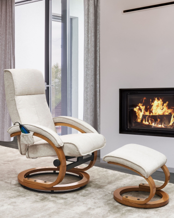 Casă & Locuință - Fotoliu de masaj HERO cu taburet  Bej deschis