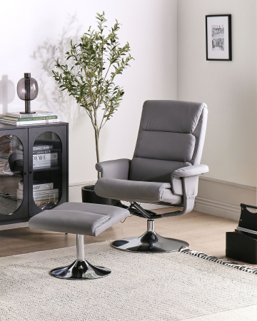 Armchairs - Massage chair LEGEND with stool Eco-leather Grey