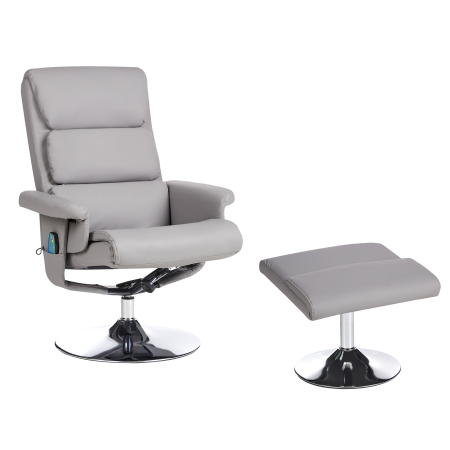 Massage chair LEGEND with stool Eco-leather Grey [1]