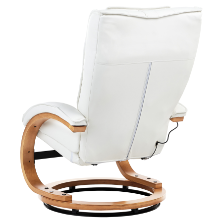 Fotoliu de masaj MAJESTIC cu taburet Piele ecologică Alb [6]