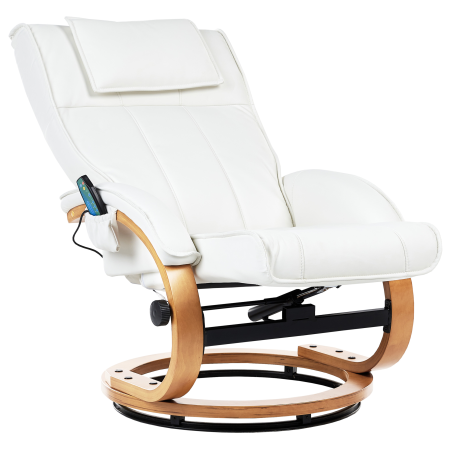 Fotoliu de masaj MAJESTIC cu taburet Piele ecologică Alb [4]