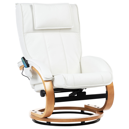 Fotoliu de masaj MAJESTIC cu taburet Piele ecologică Alb [3]