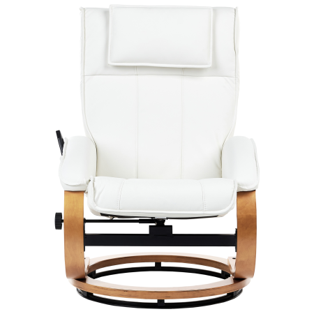 Fotoliu de masaj MAJESTIC cu taburet Piele ecologică Alb [5]