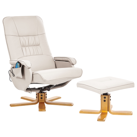 RELAXPRO Massage Chair with Stool Eco-leather Light Beige [3]