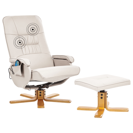 RELAXPRO Massage Chair with Stool Eco-leather Light Beige [1]