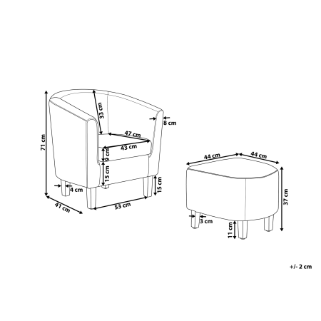 Fotoliu HOLDEN cu taburet  Gri deschis [2]