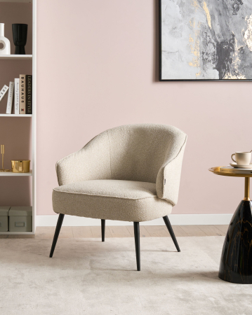 Fotoliu - Fotoliu KAYLA Boucle Bej deschis