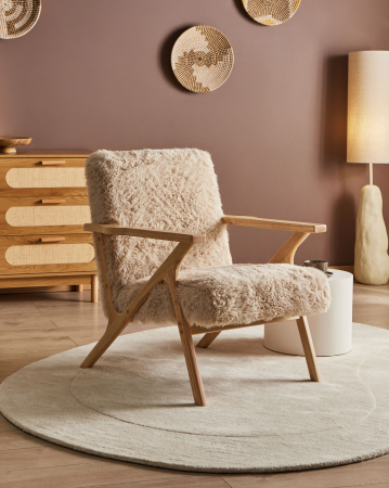 Armchairs - KISA Armchair Artificial Fur Light Beige