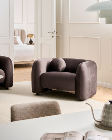 Fotoliu - LEIREN armchair Velvet Dark brown