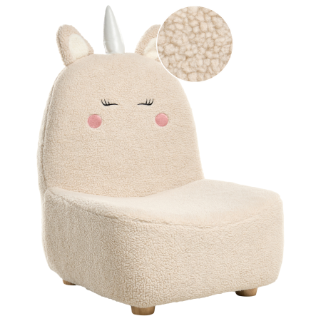 Fotoliu pentru copii Unicorn LULEA Boucle Bej deschis [1]