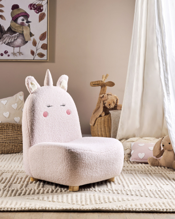 Whole Home - Children's armchair Unicorn LULEA Boucle Pastel pink