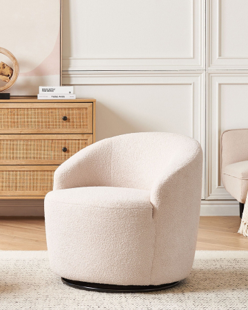 Fotoliu - Swivel armchair DAVIK Boucle Beige