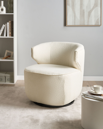 Fotoliu - Fotoliu rotativ MOLLEBY Boucle Alb-murdar