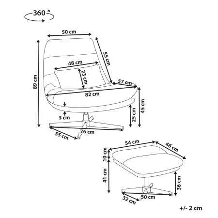 Fotoliu rotativ TOVIK cu taburet Chenille Negru [2]