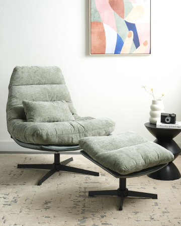 Whole Home - TOVIK Swivel Armchair with Chenille Stool Light Green