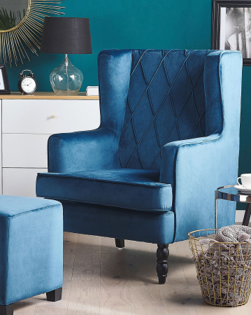 Fotoliu - SANDSET armchair with Velvet stool Dark blue