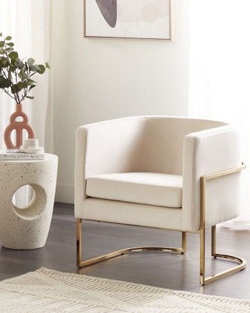 Fotoliu - SIRKKA Velvet armchair Light beige