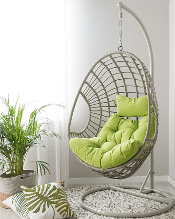 Fotoloiu suspendat - ARPINO Hanging Armchair with Stand Synthetic Rattan Beige