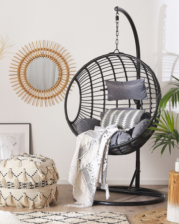 Hanging armchair with support ASPIO Synthetic rattan Black [0]
