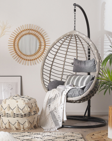 Fotoliu suspendat cu suport TOLLO Ratan sintetic Gri [0]