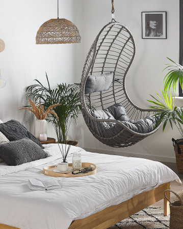 Fotoloiu suspendat - PINETO Hanging Armchair Synthetic Rattan Grey
