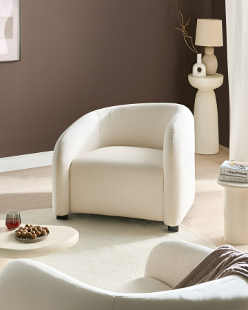 Fotoliu - Fotoliu VELTADA Catifea Alb-murdar