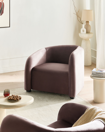 Armchairs - VELTADA Dark Brown Velvet armchair