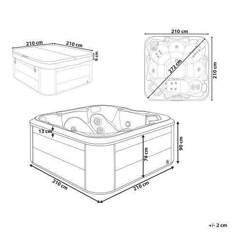 Jacuzzi exterior cu LED TULAROSA Gri grafit [2]