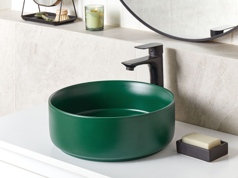 Lavoare - GUDAR countertop washbasin ⌀ 37 cm Ceramic Dark green