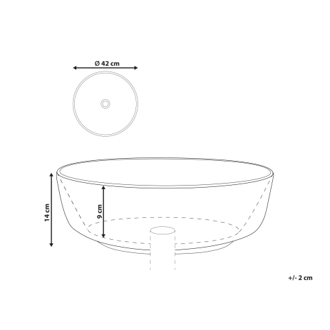 Lavoar pe blat HOPI ⌀ 42 cm Ceramică Alb marmură [2]